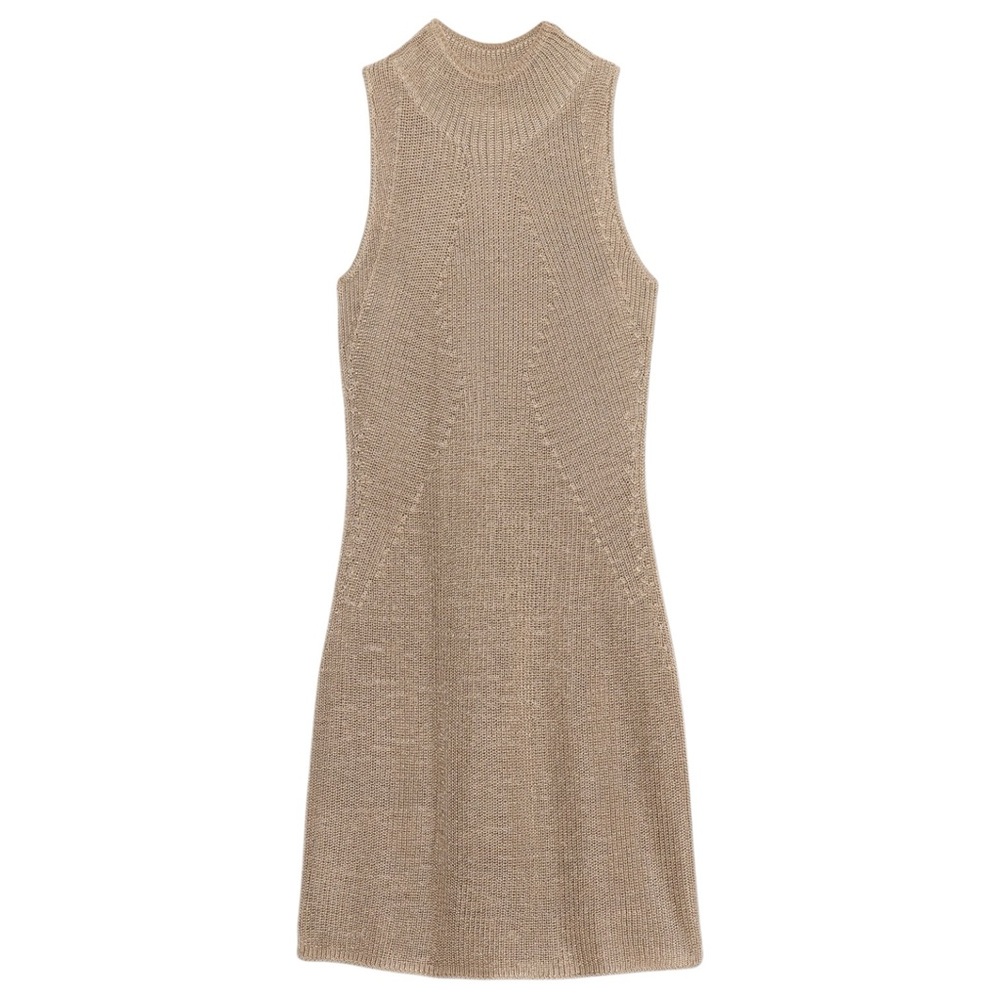 Banana Republic SHIMMER SWEATER MINI DRESS Gold Tan Size S